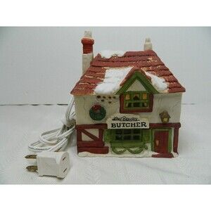 Dept 56 Dickens Snow Village Abel Beesley Butcher 1984 Retired Lights Up w/cord